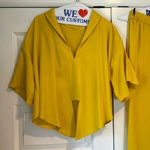 Zara Bright Yellow Oversized V-Neck Boxy Top